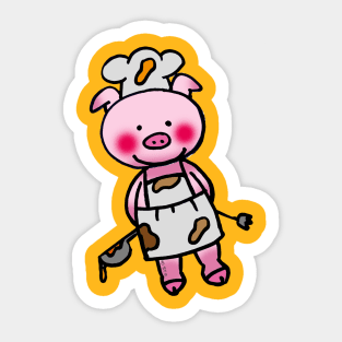 piggy chef cartoon Sticker